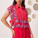 Double Layered Embroidered Top and Draped Skirt Set - Western Era Co - ord set for women