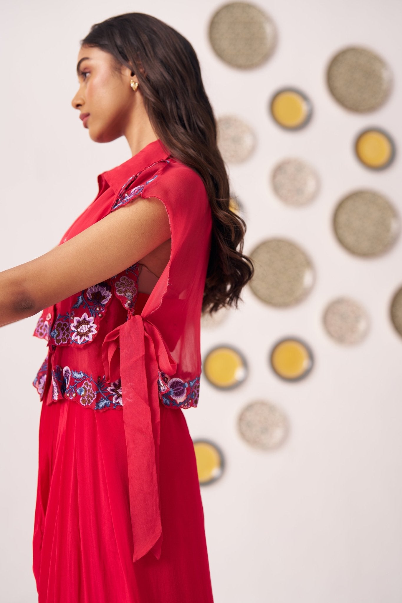 Double Layered Embroidered Top and Draped Skirt Set - Western Era Co - ord set for women