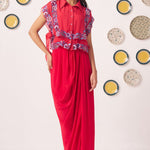Double Layered Embroidered Top and Draped Skirt Set - Western Era Co - ord set for women