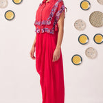 Double Layered Embroidered Top and Draped Skirt Set - Western Era Co - ord set for women
