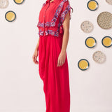 Double Layered Embroidered Top and Draped Skirt Set - Western Era Co - ord set for women