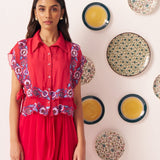Double Layered Embroidered Top and Draped Skirt Set - Western Era Co - ord set for women