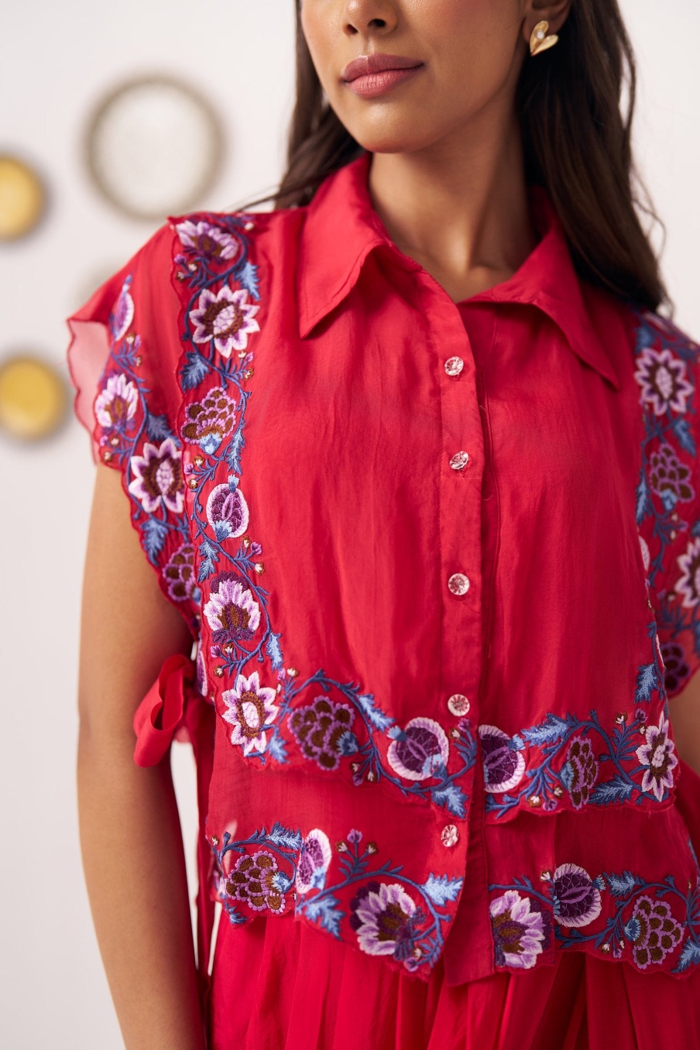 Double Layered Embroidered Top and Draped Skirt Set - Western Era Co - ord set for women