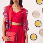 Double Layered Embroidered Top and Draped Skirt Set - Western Era Co - ord set for women