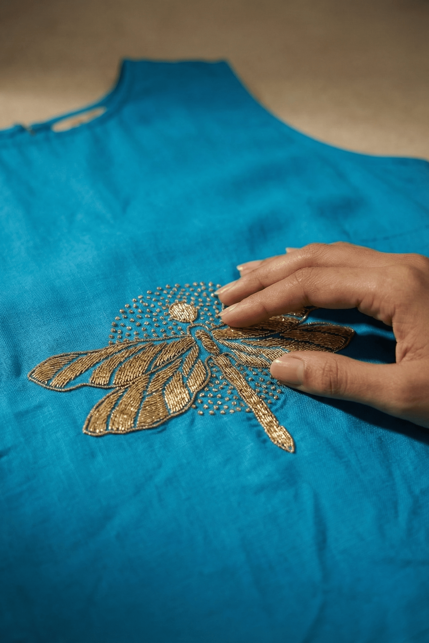 Dragonfly Embroidered Top with Side Button Styling Co - ord Set - Western Era Co - ord set for women