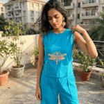 Dragonfly Embroidered Top with Side Button Styling - Western Era Overtop for women
