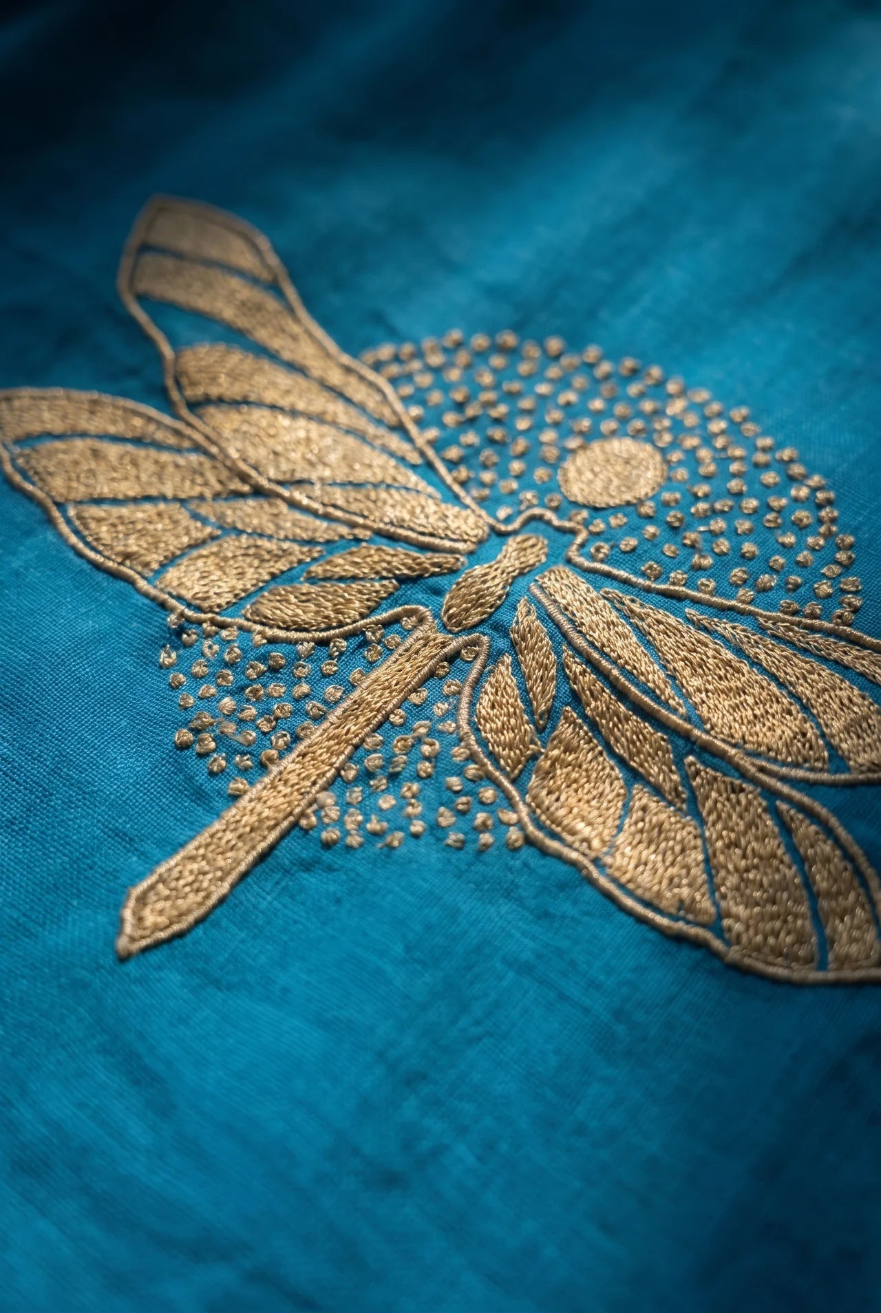 Dragonfly Embroidered Top with Side Button Styling - Western Era Overtop for women