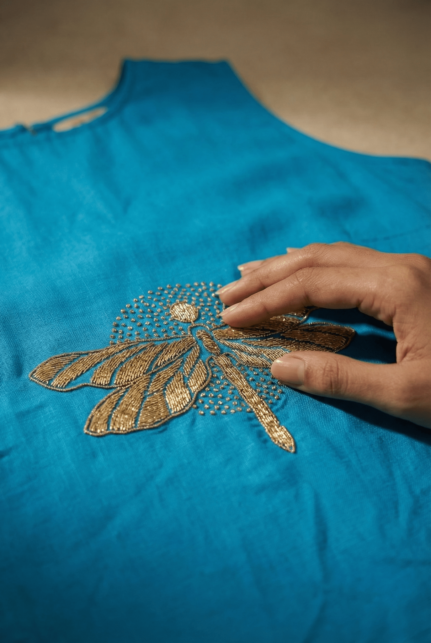 Dragonfly Embroidered Top with Side Button Styling - Western Era Overtop for women