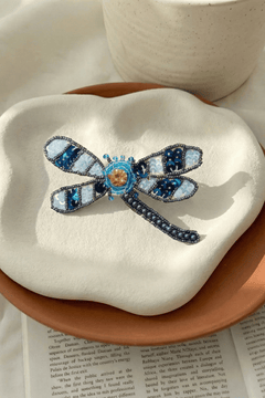 Dragonfly Handcrafted Brooch with intricate beadwork and katdana - Western Era Accessories for women