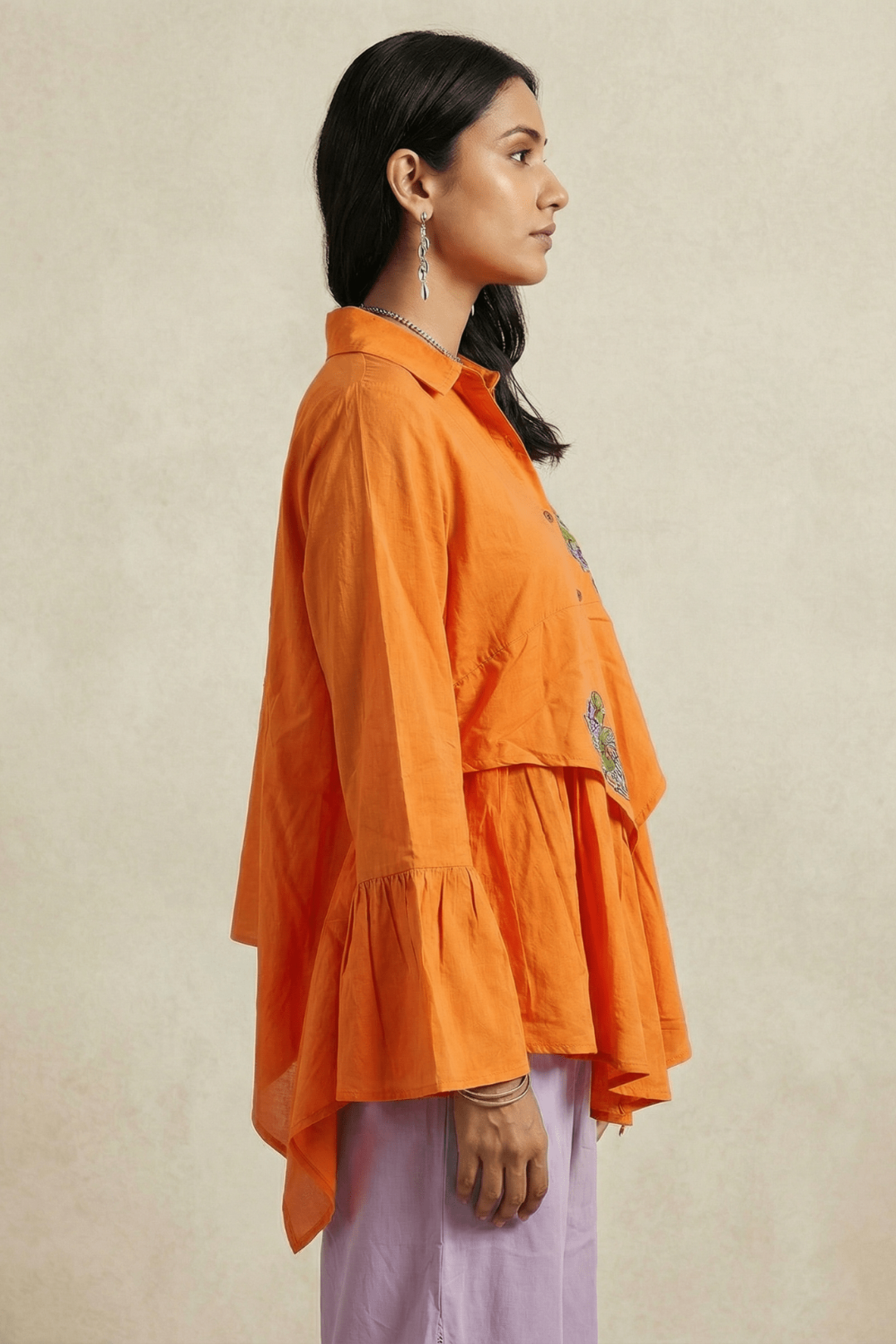 Drift Shirt Front Gathered Panel With Embroidery Co - ord Set - Western Era Co - ord set for women