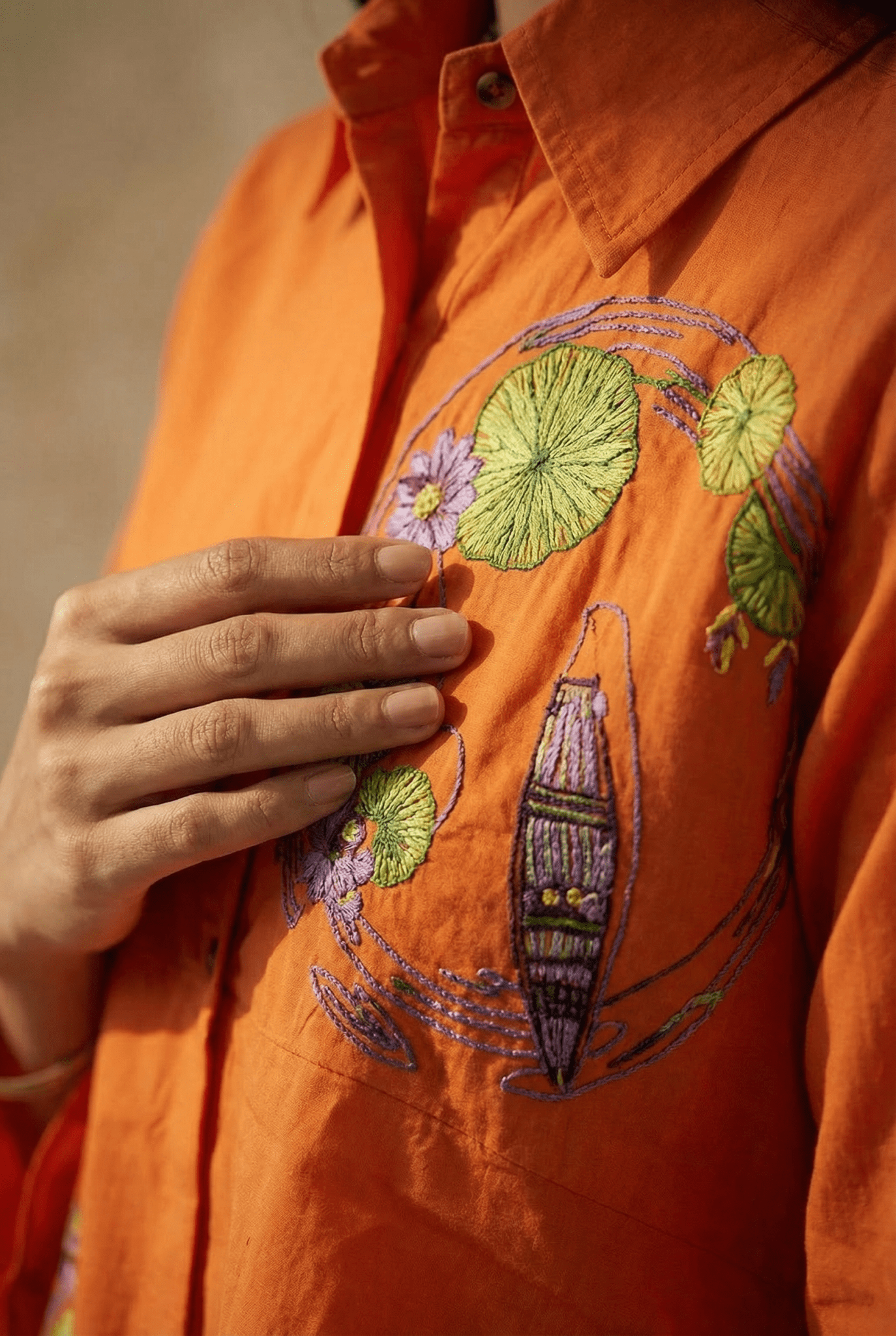 Drift Shirt Front Gathered Panel With Embroidery - Western Era Tops for women