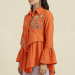 Drift Shirt Front Gathered Panel With Embroidery - Western Era Tops for women