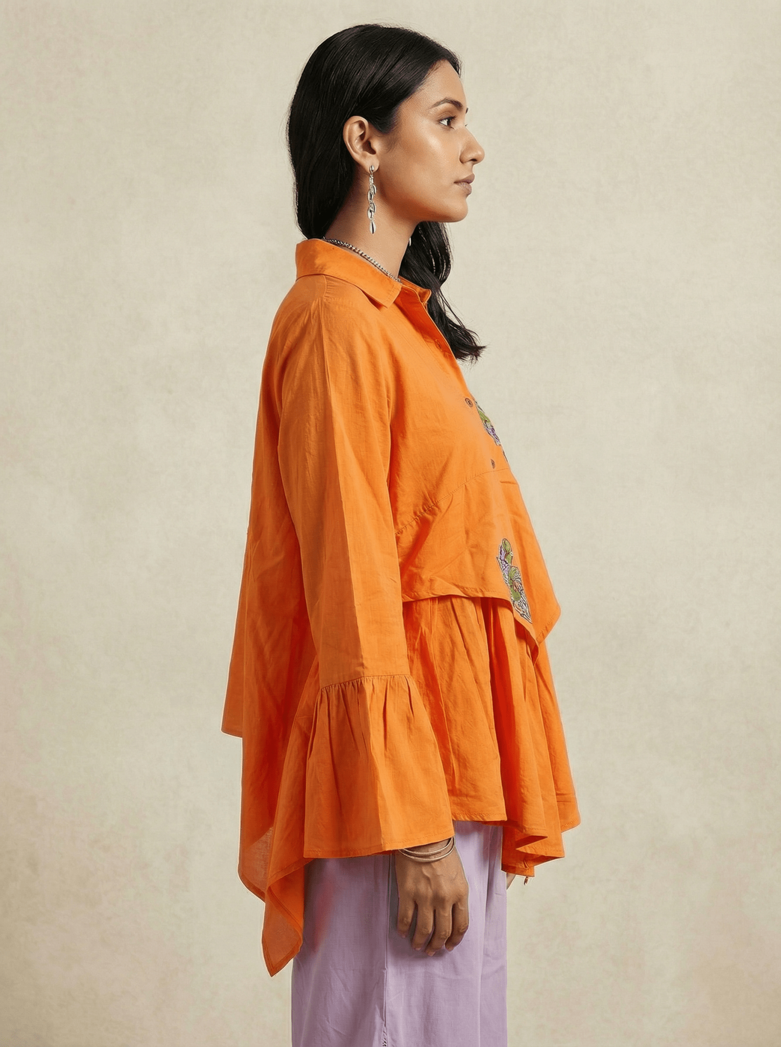 Drift Shirt Front Gathered Panel With Embroidery - Western Era Tops for women