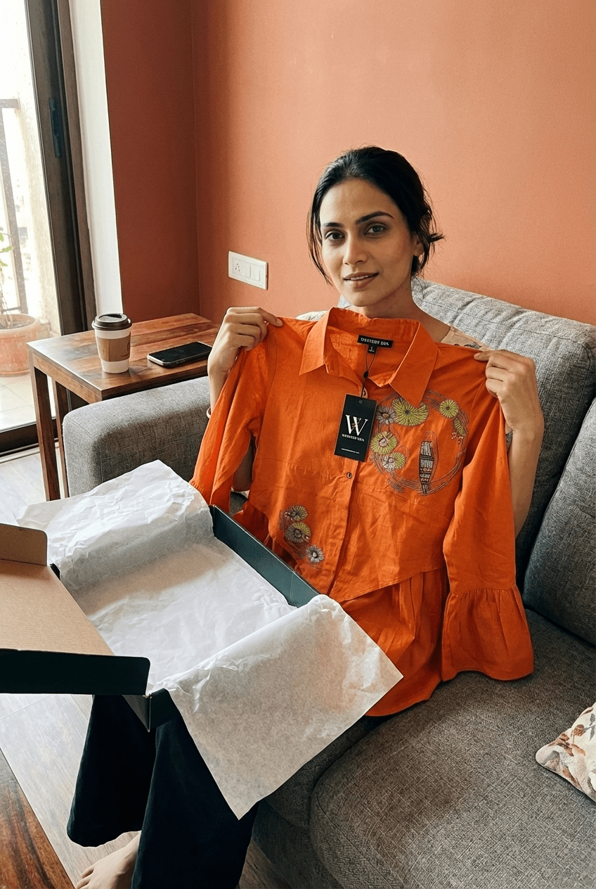 Drift Shirt Front Gathered Panel With Embroidery - Western Era Tops for women