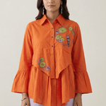 Drift Shirt Front Gathered Panel With Embroidery - Western Era Tops for women