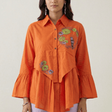 Drift Shirt Front Gathered Panel With Embroidery - Western Era Tops for women