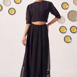 Dusky Allure Black Sheer Crop Top & Maxi Skirt Co - Ord Set - Western Era Co - ord set for women