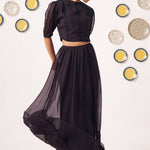 Dusky Allure Black Sheer Crop Top & Maxi Skirt Co - Ord Set - Western Era Co - ord set for women