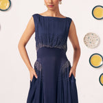 Eira Navy Blue Embellished Maxi Dress - Western Era Dresses for women