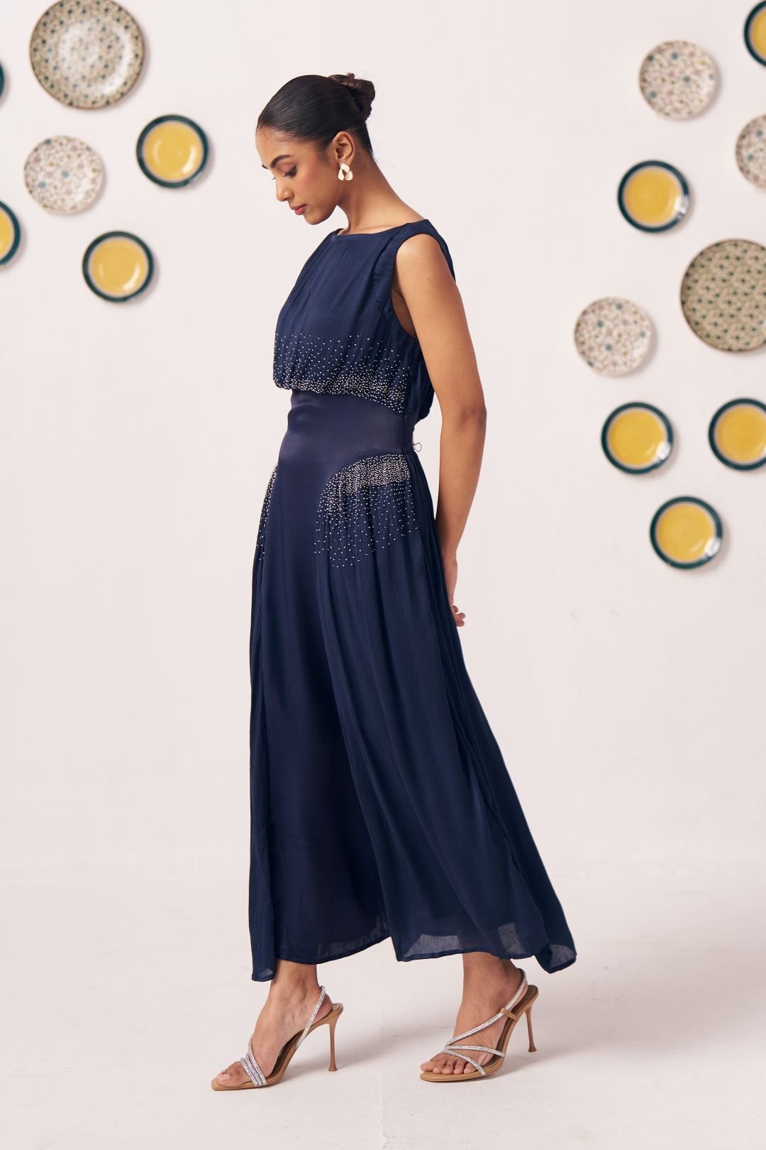 Eira Navy Blue Embellished Maxi Dress - Western Era Dresses for women