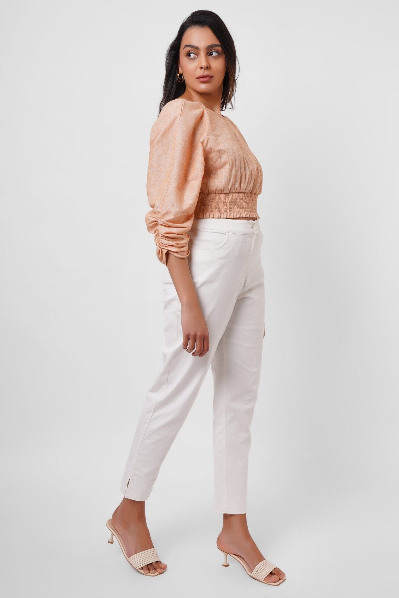 Elasticated Cotton Linen Crop Top - Western Era Tops for women