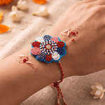 Elegant Floral Beadwork Thread Handcrafted Rakhi - Western Era Rakhi for women