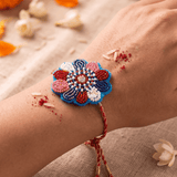 Elegant Floral Beadwork Thread Handcrafted Rakhi - Western Era Rakhi for women