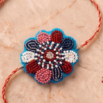 Elegant Floral Beadwork Thread Handcrafted Rakhi - Western Era Rakhi for women