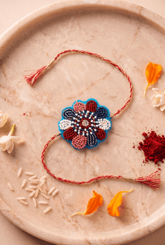 Elegant Floral Beadwork Thread Handcrafted Rakhi - Western Era Rakhi for women