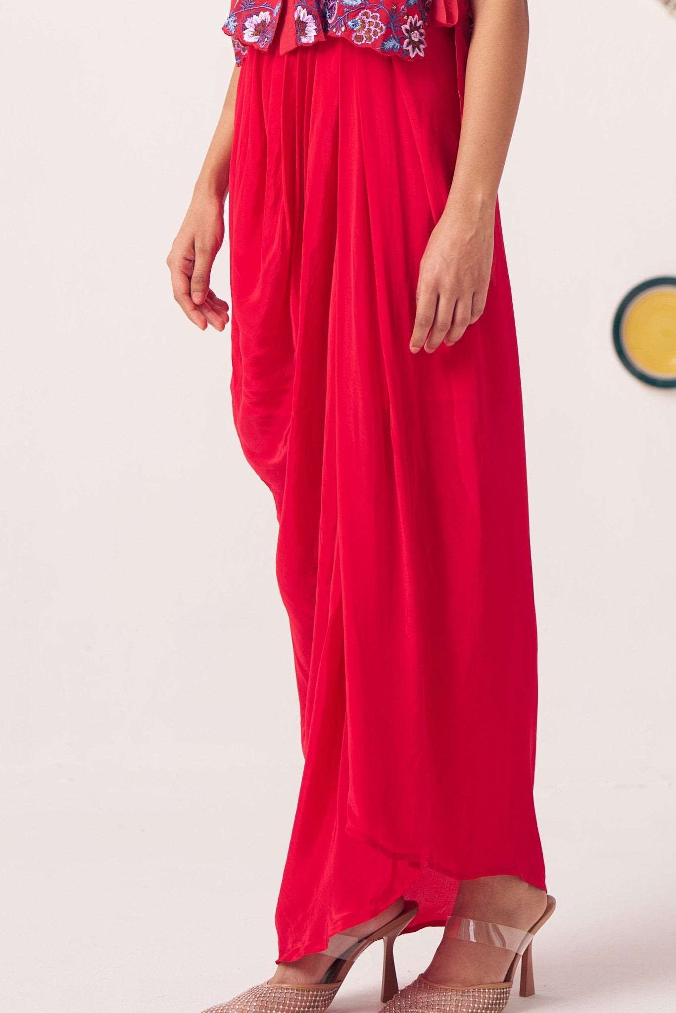 Elenya Red Draped Skirt - Western Era trousers for women