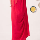 Elenya Red Draped Skirt - Western Era trousers for women