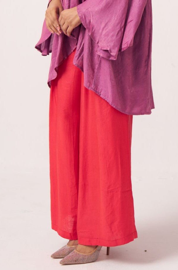 Elvyna Red Shimmer Trouser - Western Era trousers for women