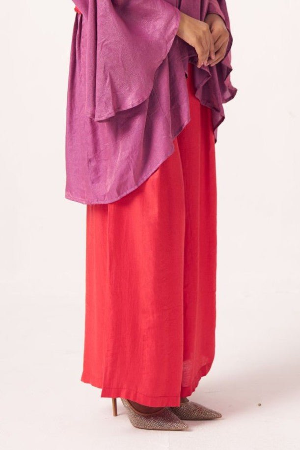 Elvyna Red Shimmer Trouser - Western Era trousers for women