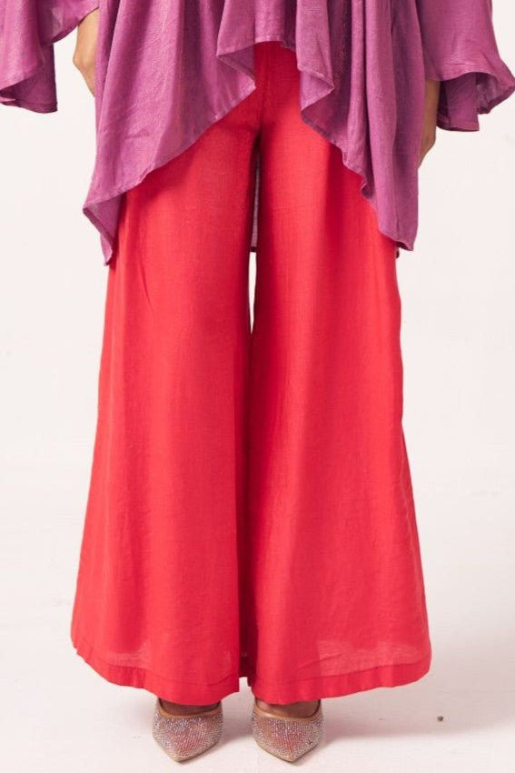 Elvyna Red Shimmer Trouser - Western Era trousers for women