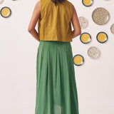 Embroidered Gold Jacket With Box pleat Strappy Dress - Western Era Dresses for women