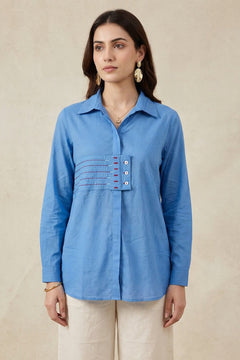 Embroidered Panel Shirt In Front And Back Design - Western Era Tops for women