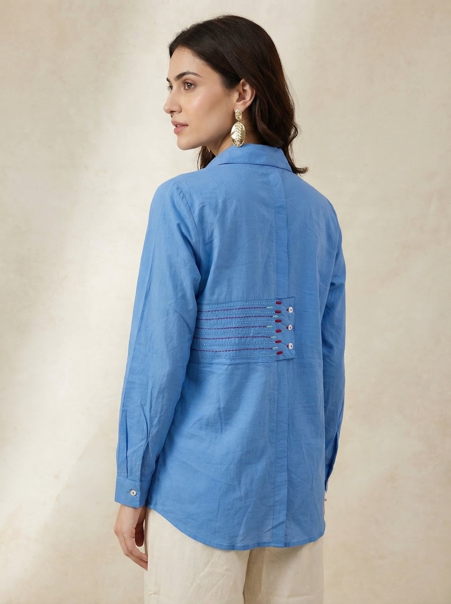 Embroidered Panel Shirt In Front And Back Design - Western Era Tops for women