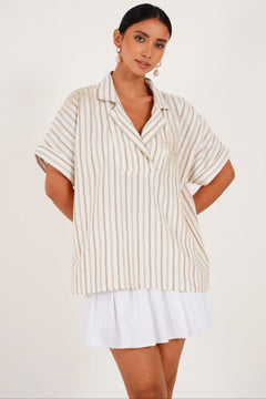 Embroidered Striped Relaxed Tunic - Western Era for women