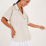 Embroidered Striped Relaxed Tunic - Western Era for women