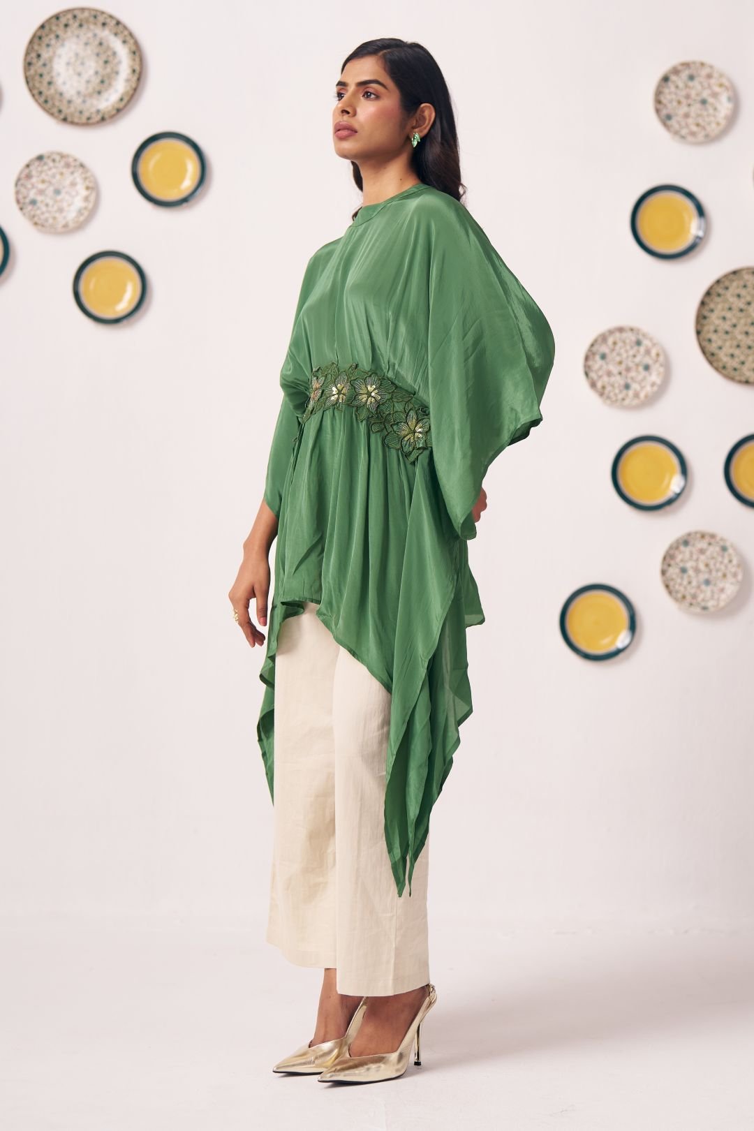 Emerald Floral Waist Kaftan - Western Era Tops for women
