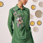 Emerald Green Embroidered Wrap Shirt - Western Era Tops for women