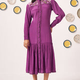 Evara Embroidered Yoke Tiered Dress - Western Era Dresses for women