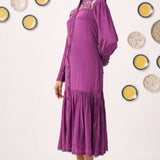 Evara Embroidered Yoke Tiered Dress - Western Era Dresses for women