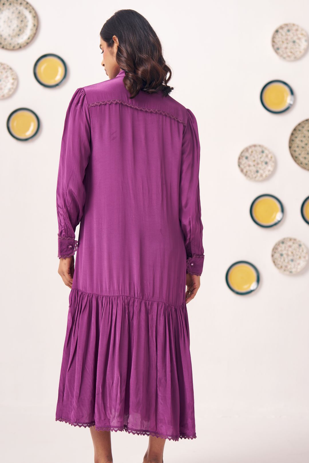 Evara Embroidered Yoke Tiered Dress - Western Era Dresses for women