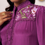 Evara Embroidered Yoke Tiered Dress - Western Era Dresses for women