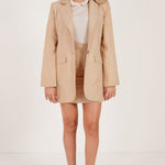 Floral Accent Beige Blazer - Western Era Tops for women