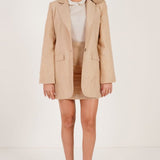 Floral Accent Beige Blazer - Western Era Tops for women