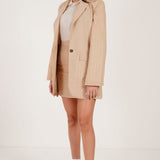 Floral Accent Beige Blazer - Western Era Tops for women