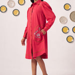 Floral Edge Scarlet Shirt Dress - Western Era Dresses for women
