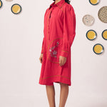 Floral Edge Scarlet Shirt Dress - Western Era Dresses for women